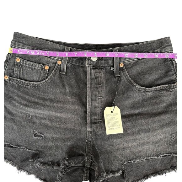 Levi’s Premium 501 High Rise Cutoff‎ Shorts Washed Black Button Fly NWT Size 32 - Picture 10 of 13